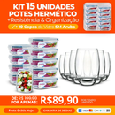 Promoção 15 Potes Hermeticos + 10 Copos de Vidro Aruba